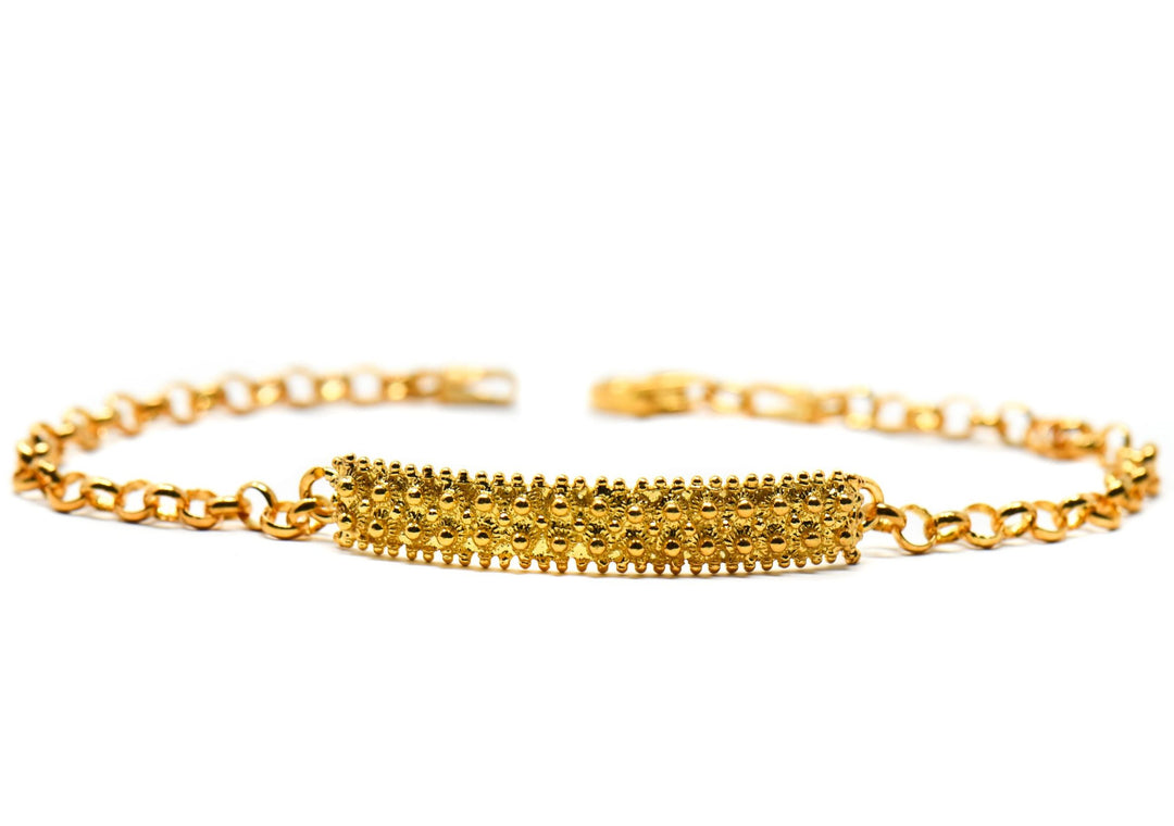 Bracciale in Filigrana a Nido d'Ape e Giunchiglio in  Argento Dorato