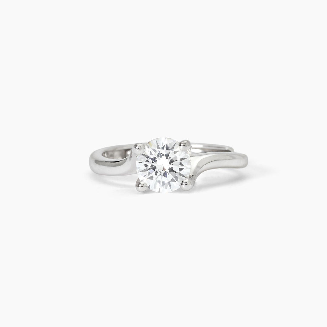 Anello solitario contrarié SOLITAIRE in argento con zircone da 6,5 mm