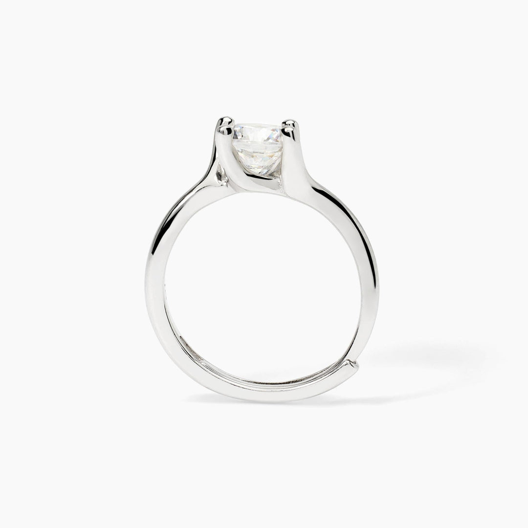 Anello solitario contrarié SOLITAIRE in argento con zircone da 6,5 mm