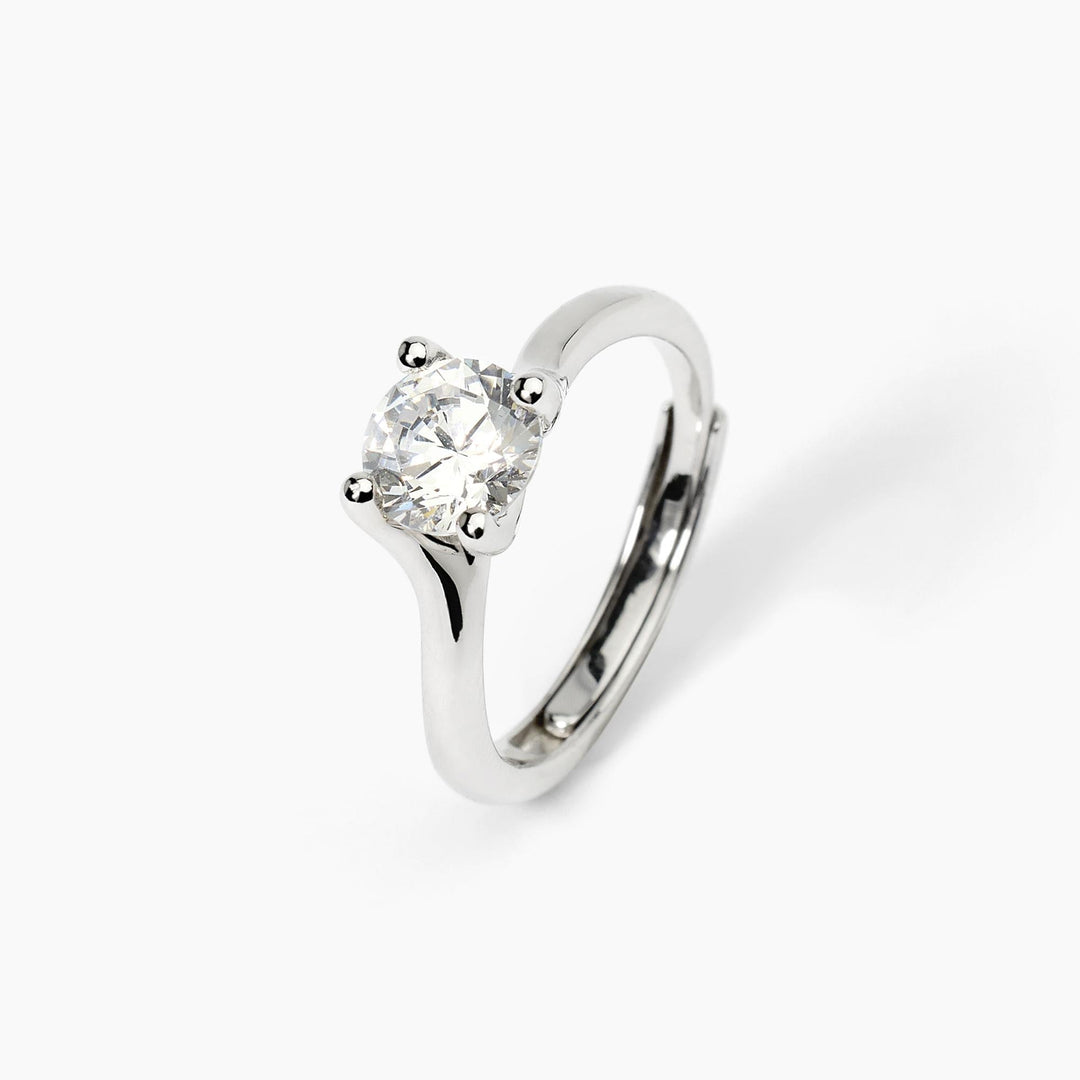 Anello solitario contrarié SOLITAIRE in argento con zircone da 6,5 mm