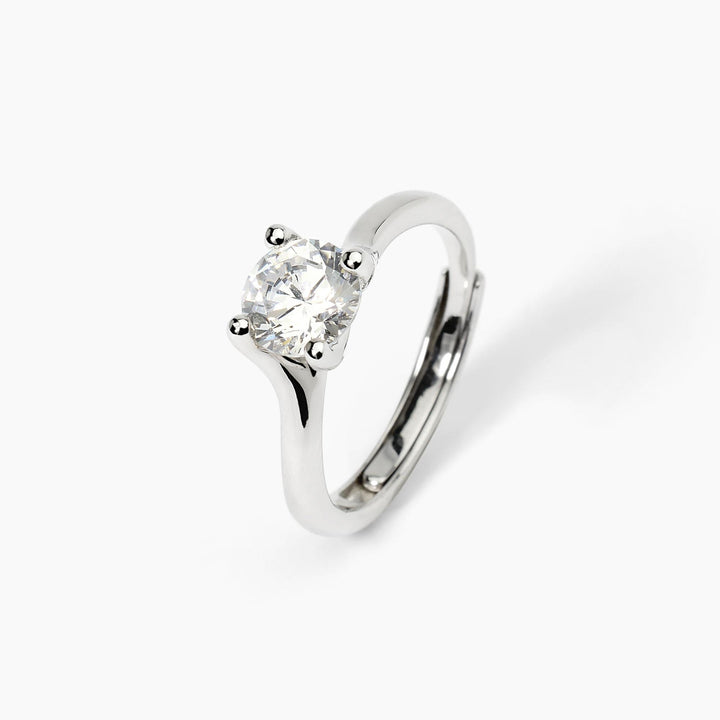 Anello solitario contrarié SOLITAIRE in argento con zircone da 6,5 mm