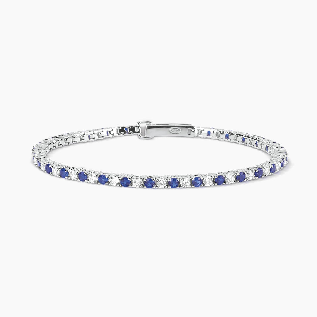 Bracciale tennis TENNIS CLUB con zaffiri sintetici e zirconi - 16 cm