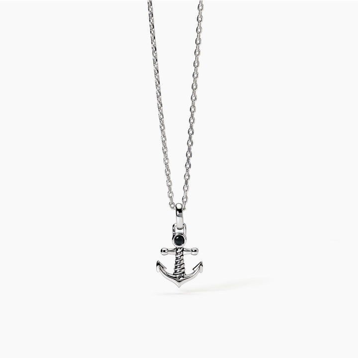 Collana uomo NAVY RULE con ancora e zircone nero