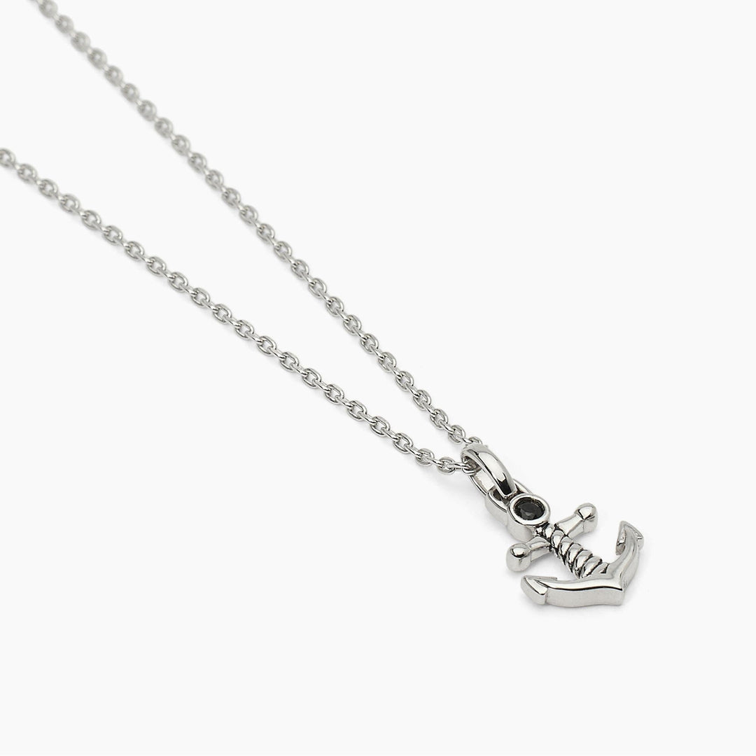 Collana uomo NAVY RULE con ancora e zircone nero