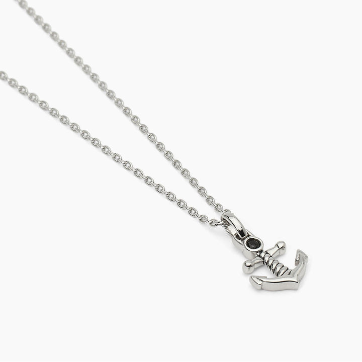 Collana uomo NAVY RULE con ancora e zircone nero
