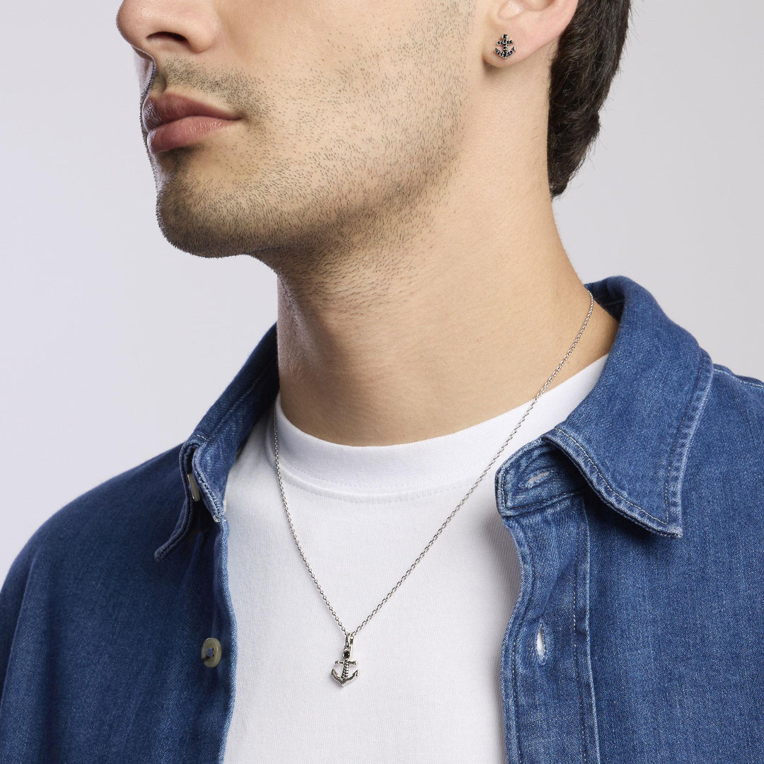 Collana uomo NAVY RULE con ancora e zircone nero