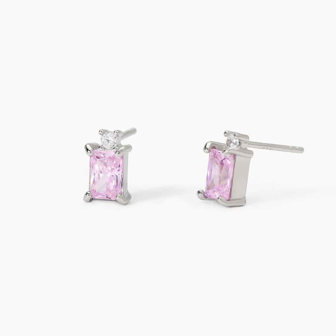 Orecchini a lobo BATTITO con zircone rosa e punto luce