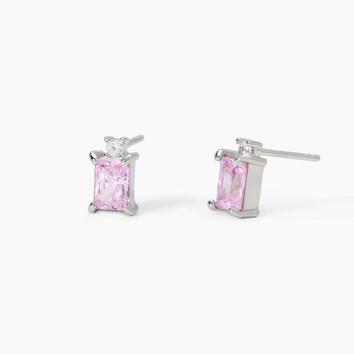 Orecchini a lobo BATTITO con zircone rosa e punto luce
