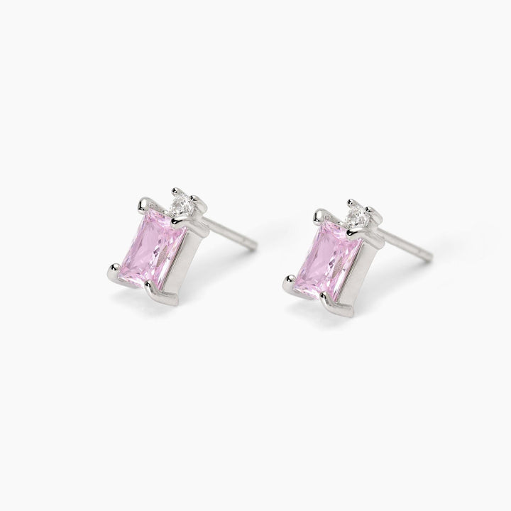 Orecchini a lobo BATTITO con zircone rosa e punto luce