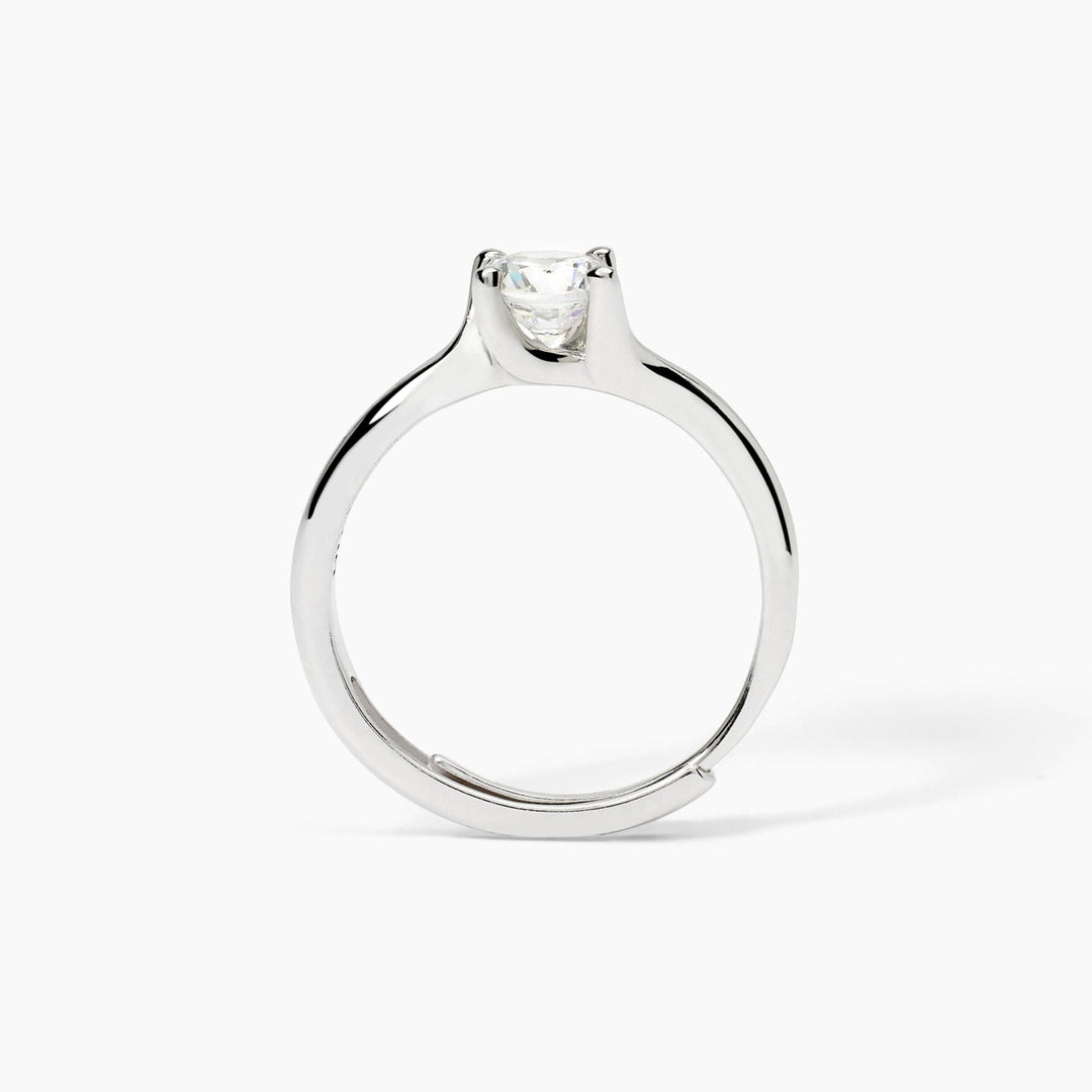 Anello solitario contrarié SOLITAIRE in argento con zircone da 5,5 mm