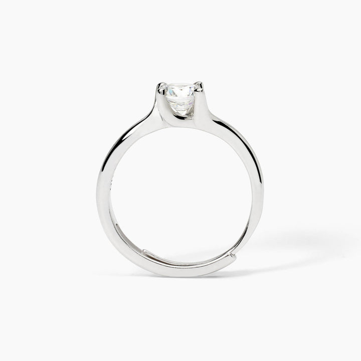 Anello solitario contrarié SOLITAIRE in argento con zircone da 5,5 mm