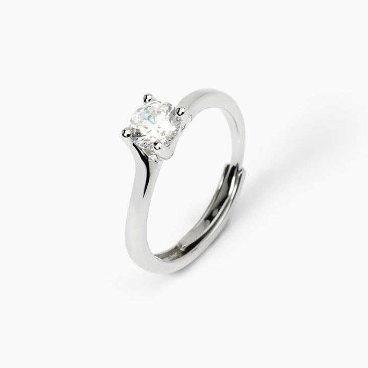 Anello solitario contrarié SOLITAIRE in argento con zircone da 5,5 mm