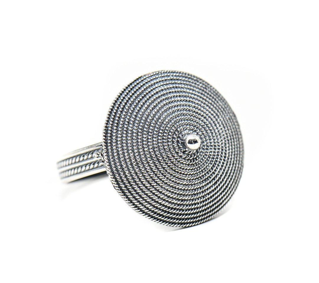 Filigrana Sarda - Anello corbula pallino in argento brunito mis 12 regolabile