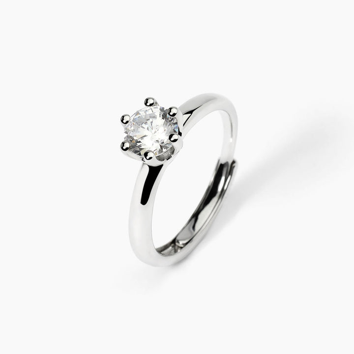 Anello solitario SOLITAIRE in argento con zircone da 6 mm