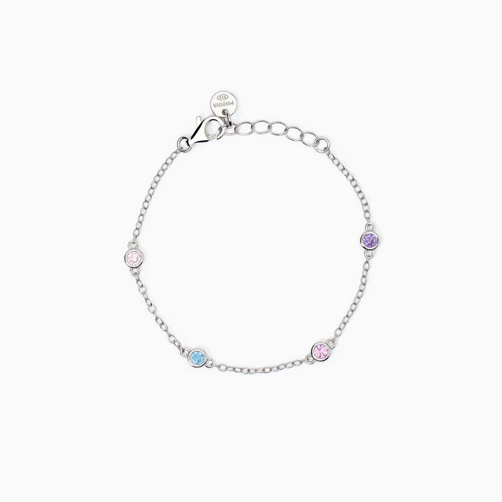 Bracciale da bambina RAINBOW con pietre colorate - 12-14 cm