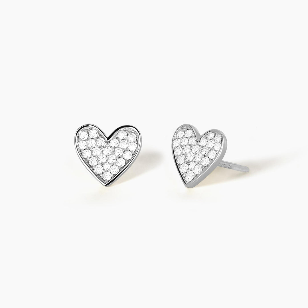 Orecchini a lobo ONE LOVE a cuore in pavé di zirconi