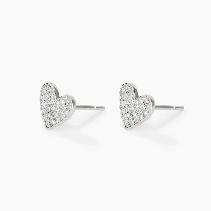 Orecchini a lobo ONE LOVE a cuore in pavé di zirconi