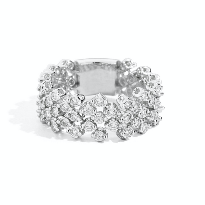 Anello Recarlo Face Round a Fascia in Oro Bianco con Diamanti 0,75 ct