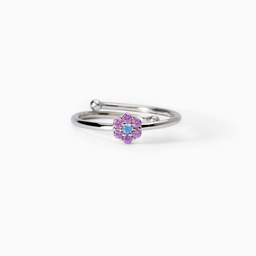 Anello da bambina FIOR FIORE con fiore rosa e azzurro