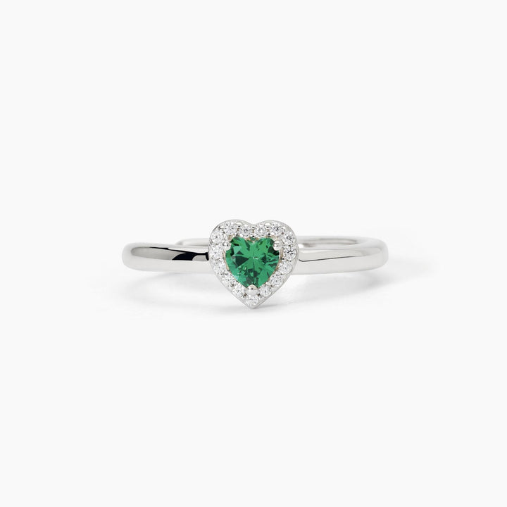 Anello LOVE AFFAIR con cuore verde e zirconi in argento