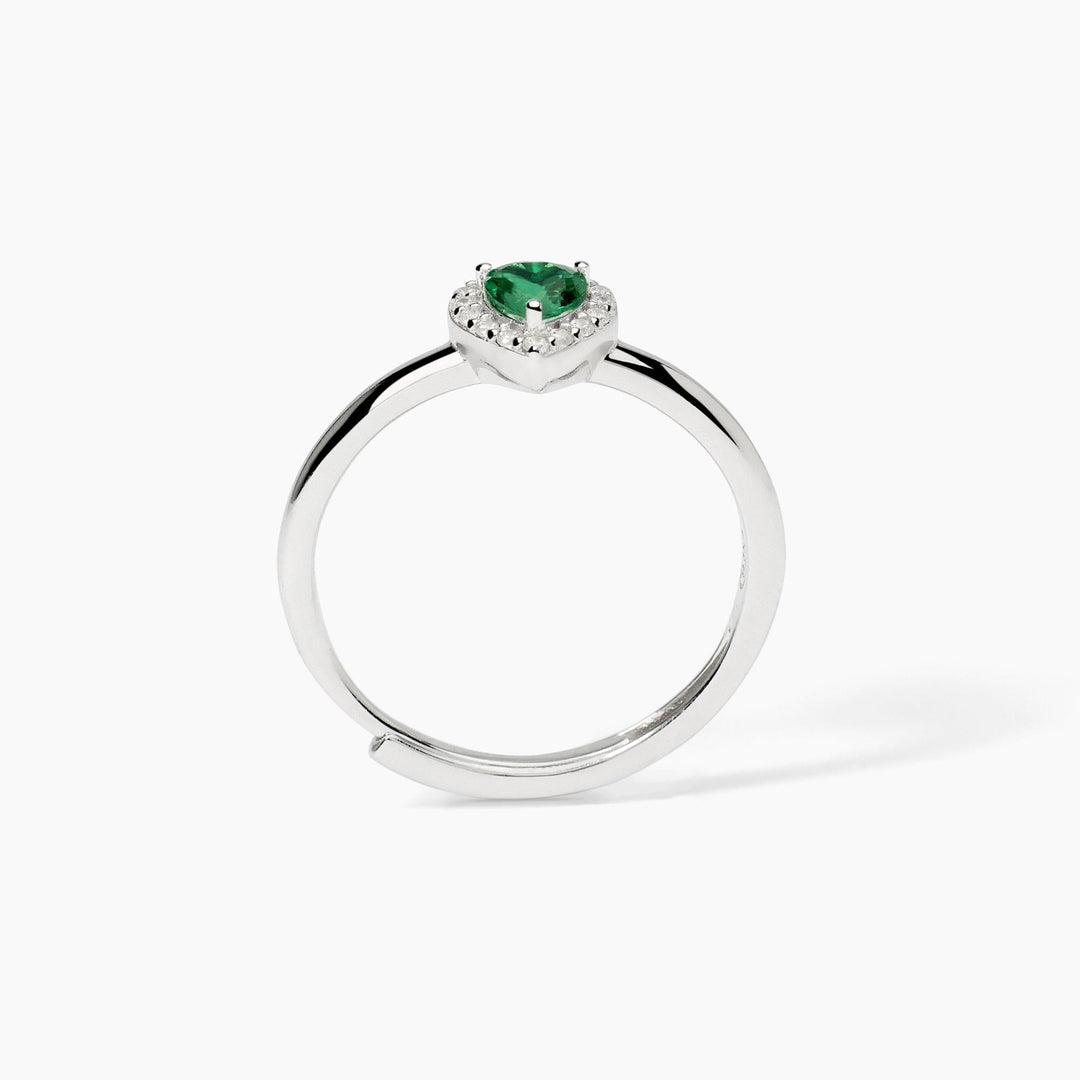Anello LOVE AFFAIR con cuore verde e zirconi in argento