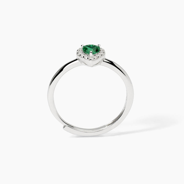 Anello LOVE AFFAIR con cuore verde e zirconi in argento