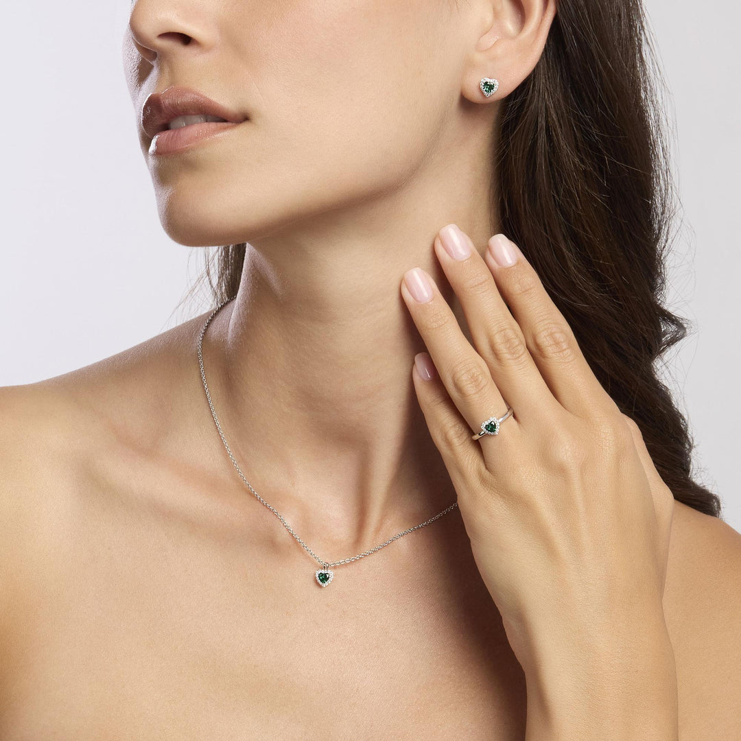 Anello LOVE AFFAIR con cuore verde e zirconi in argento