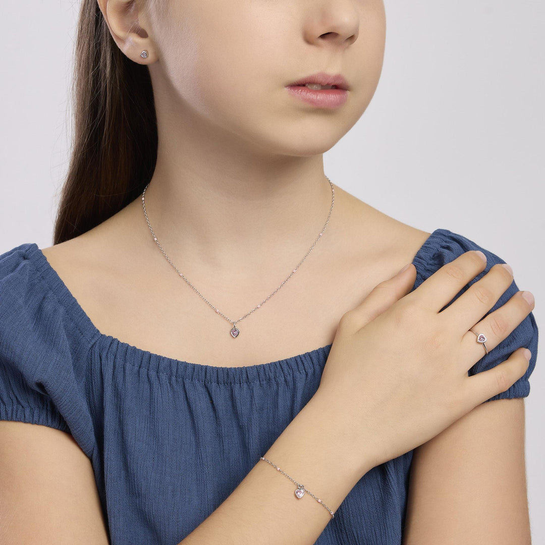 Bracciale da bambina PETIT COEUR con cuore rosa pendente