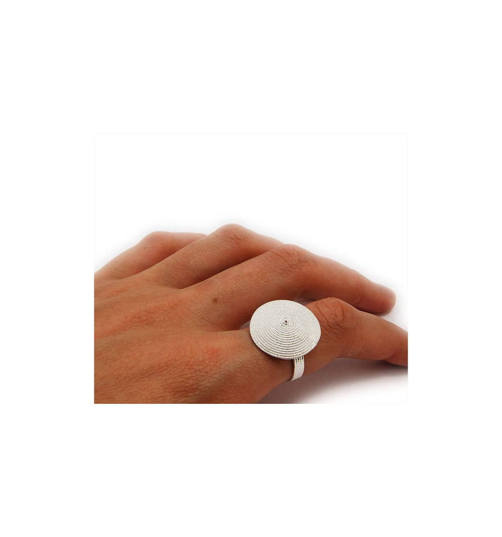 Anello corbula pallino in argento mis 19 regolabile