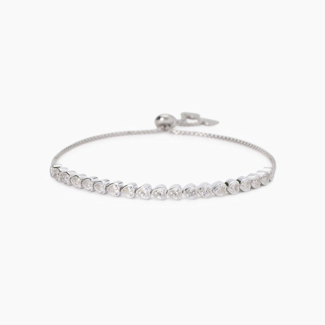 Bracciale tennis PENSIERO STUPENDO con zirconi a cuore