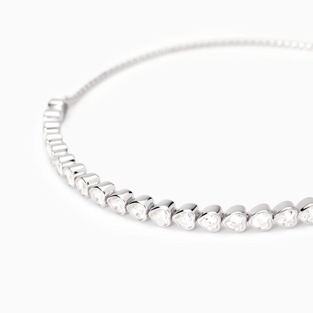 Bracciale tennis PENSIERO STUPENDO con zirconi a cuore