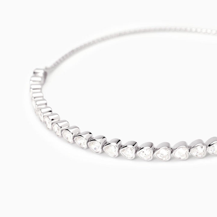 Bracciale tennis PENSIERO STUPENDO con zirconi a cuore