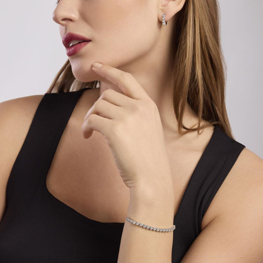 Bracciale tennis PENSIERO STUPENDO con zirconi a cuore