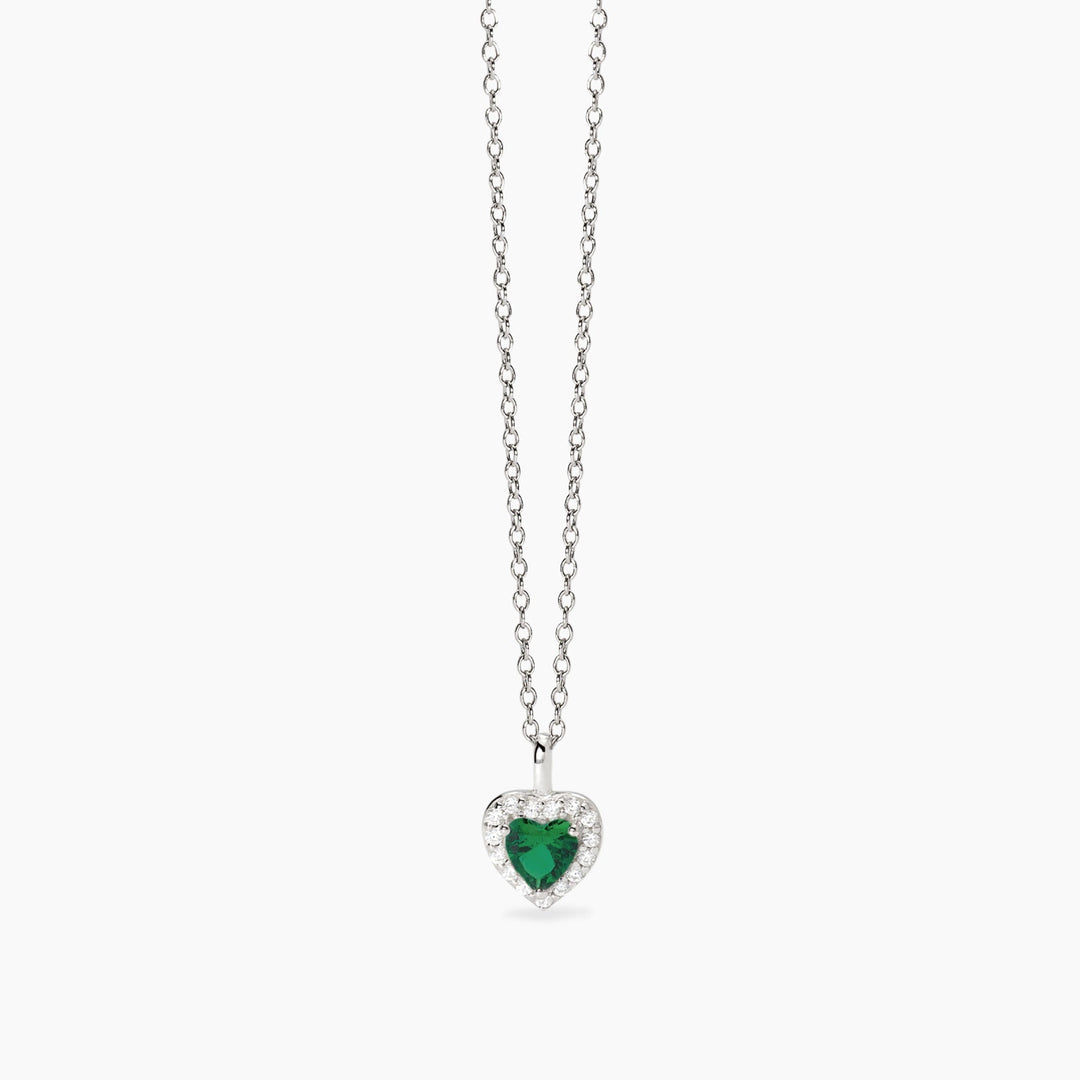 Girocollo LOVE AFFAIR con cuore di smeraldo sintetico e zirconi