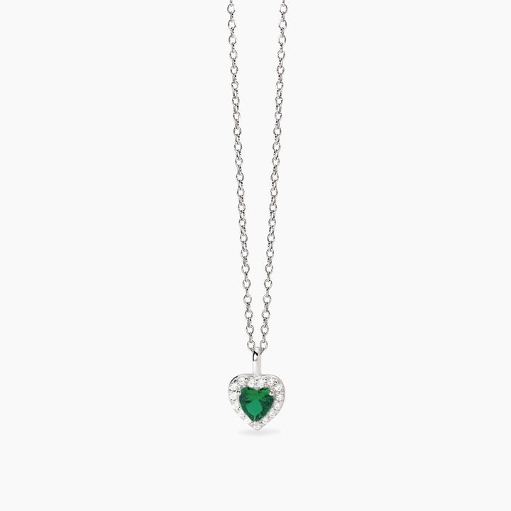 Girocollo LOVE AFFAIR con cuore di smeraldo sintetico e zirconi
