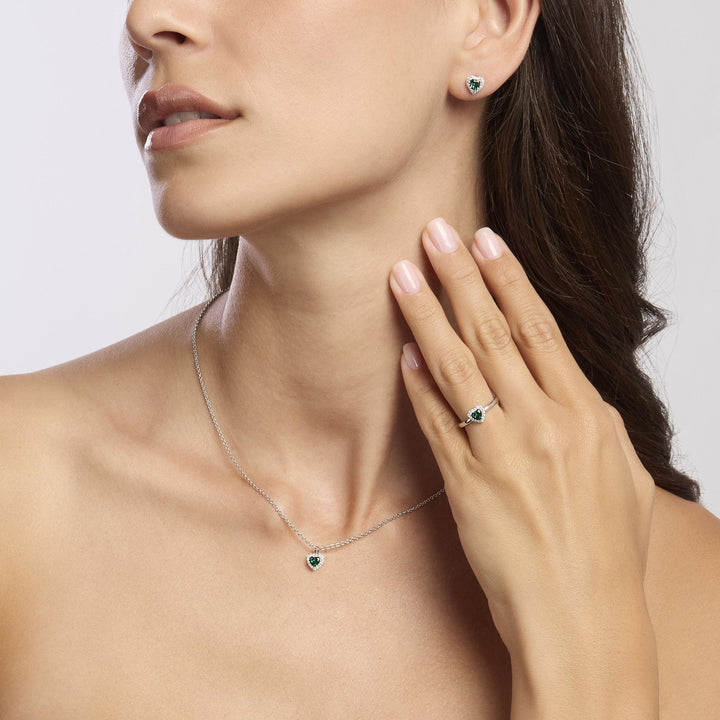 Girocollo LOVE AFFAIR con cuore di smeraldo sintetico e zirconi