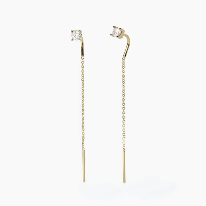 Orecchini pendenti SHINY in argento dorato con punto luce
