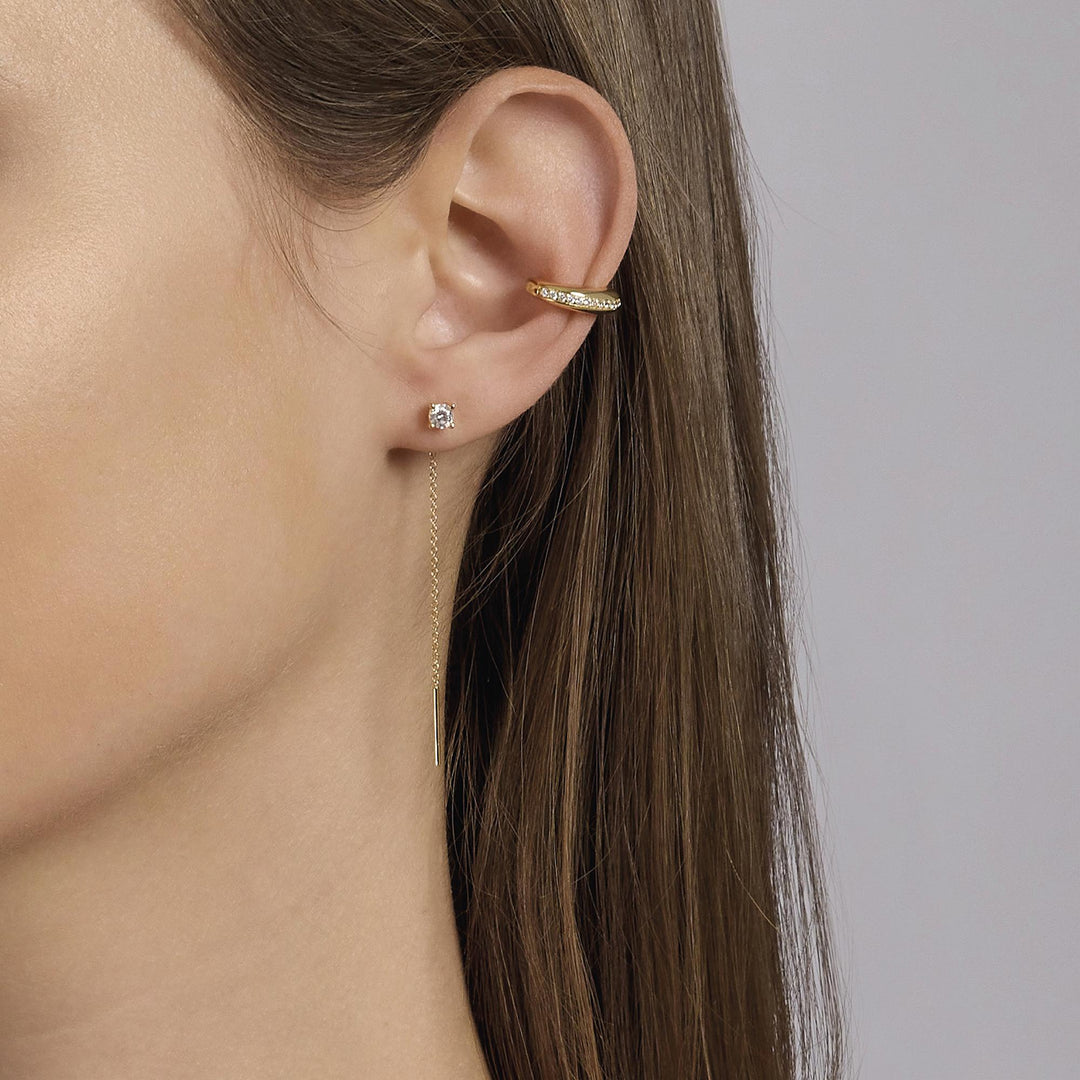Orecchini pendenti SHINY in argento dorato con punto luce