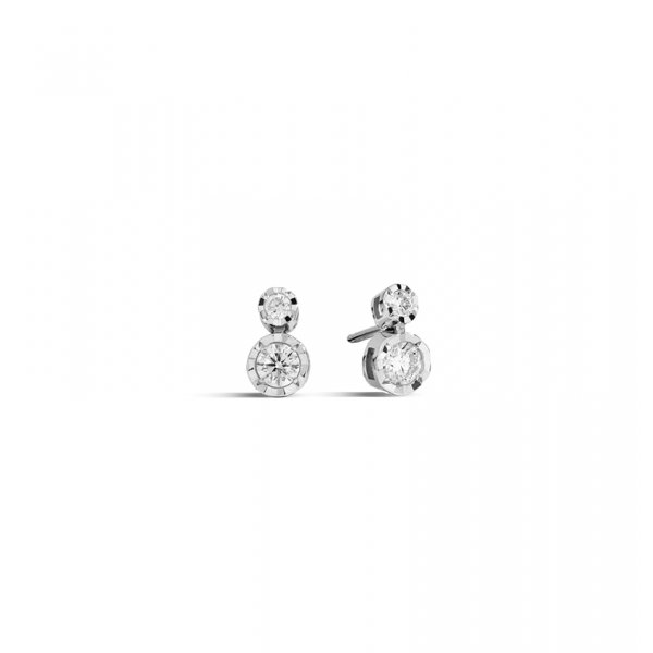 Orecchini Recarlo Face Round in Oro Bianco con Diamanti 0,18 ct
