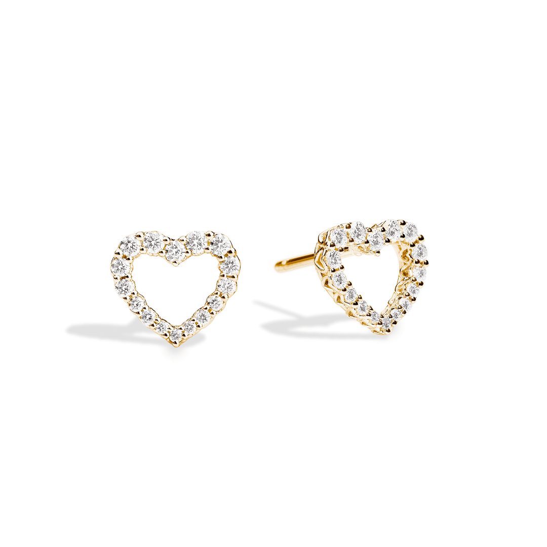 Orecchini Recarlo Anniversary Glam a Cuore in Oro Giallo con Diamanti 0,44 ct