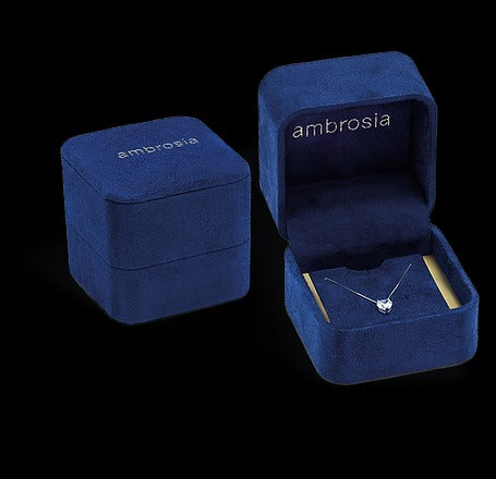 Ambrosia - Anello in Oro rosè 750‰, zircone azzurro carrè