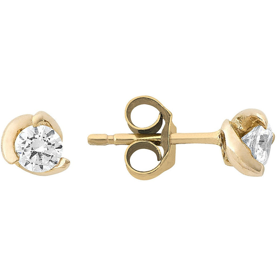Ambrosia - Orecchini da donna tipo punto luce in oro giallo 18KT con zirconi