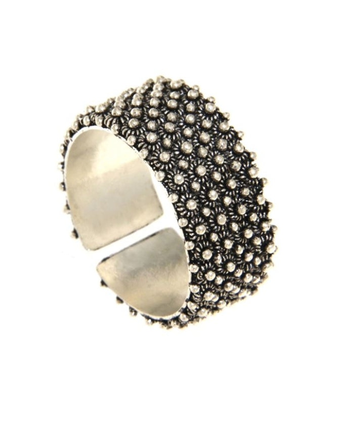 Fede sarda in argento brunito a 4 file