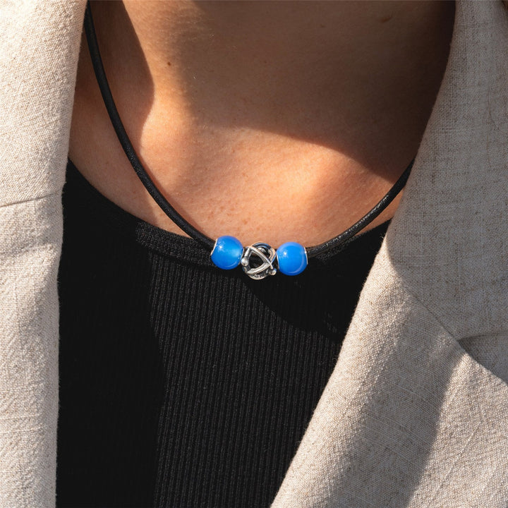 Trollbeads Bead Agata Blu Scuro Rotonda - dettaglio 3