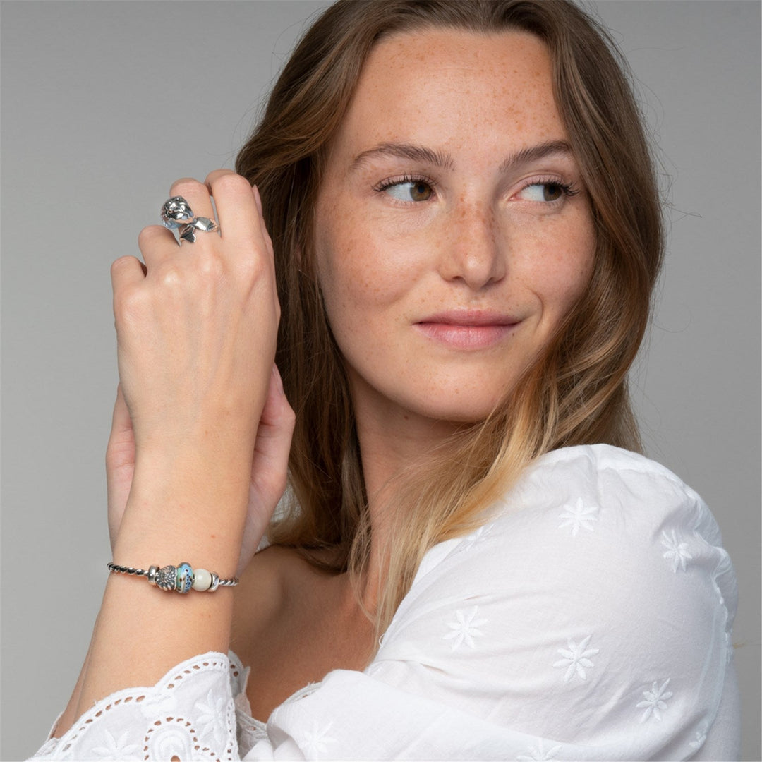 Trollbeads Bead Pietra di Luna Bianca Rotonda - dettaglio 1