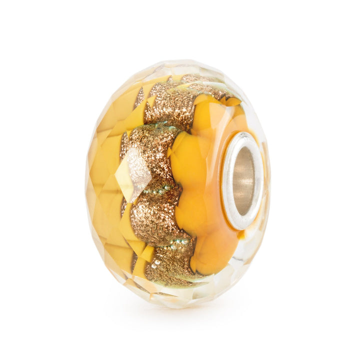 Trollbeads Bead Sentiero Dorato sfaccettato - Vetro sfaccettato lavorato a mano