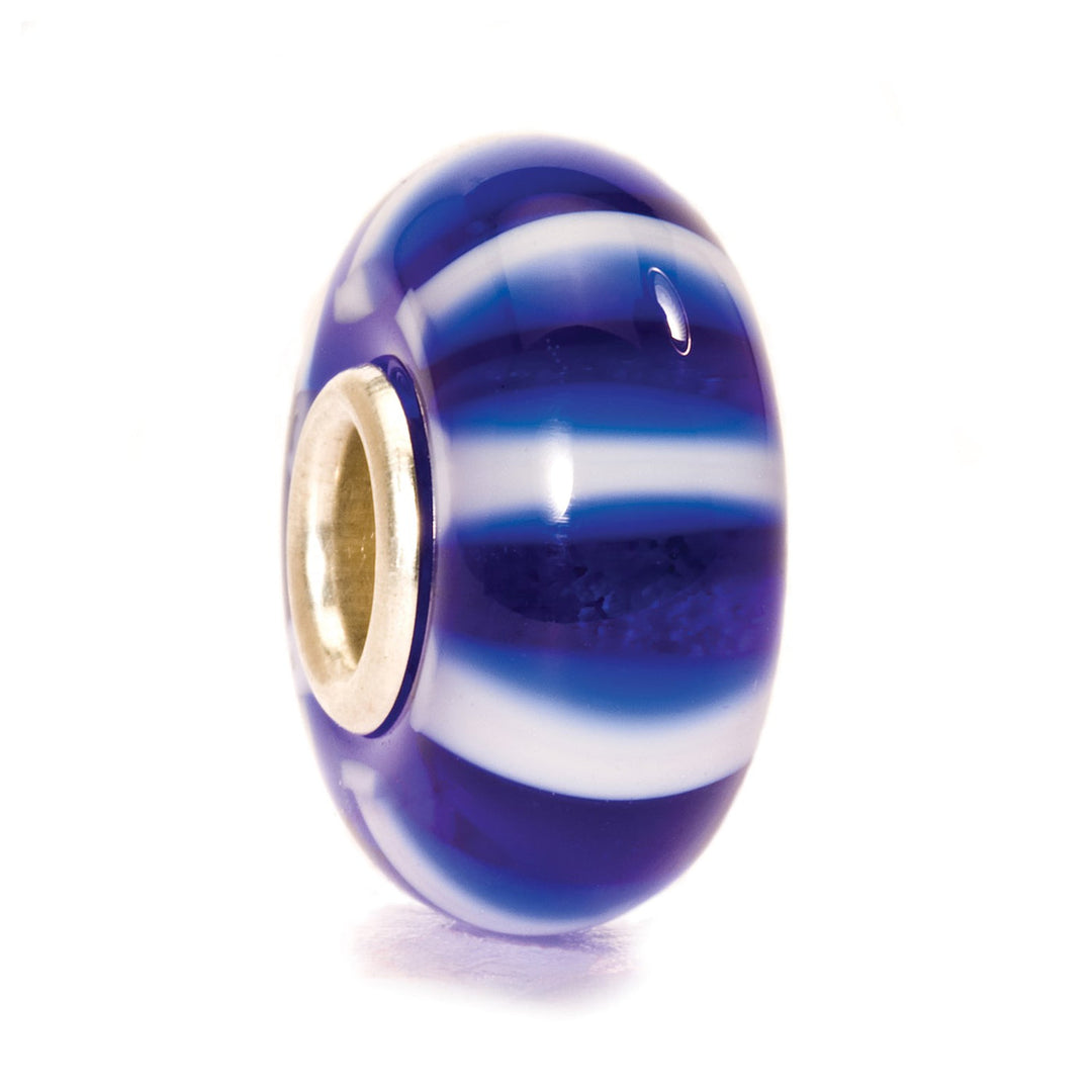 Trollbeads Bead Strisce Blu - Vetro lavorato a mano