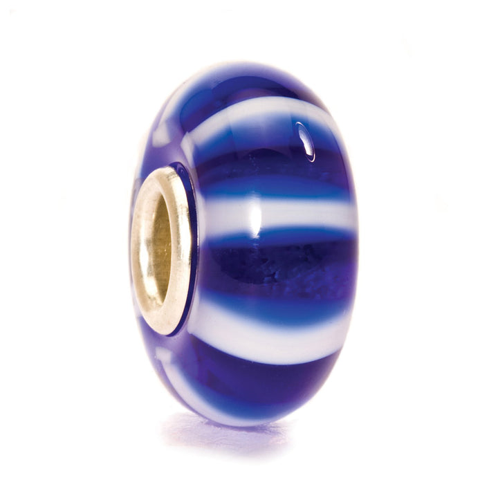 Trollbeads Bead Strisce Blu - Vetro lavorato a mano