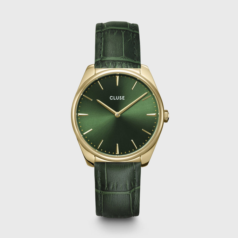 CLUSE - Orologio Solo Tempo Da Donna in Cuoio Verde Della Collezione Fèroce