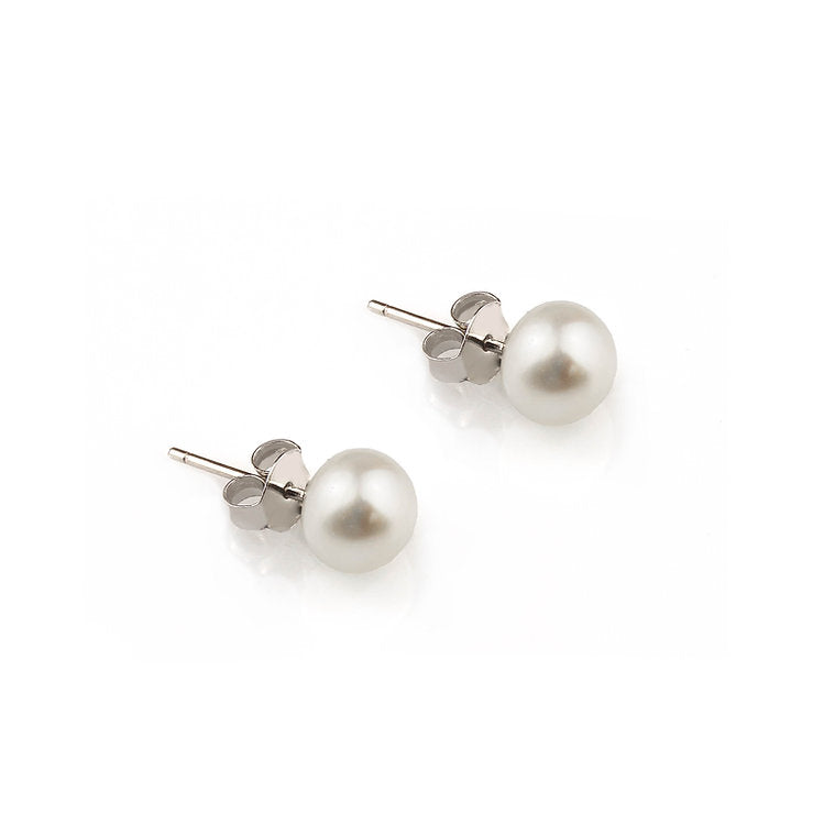 Marakò - Orecchini perle coltivate bianche, mono foro